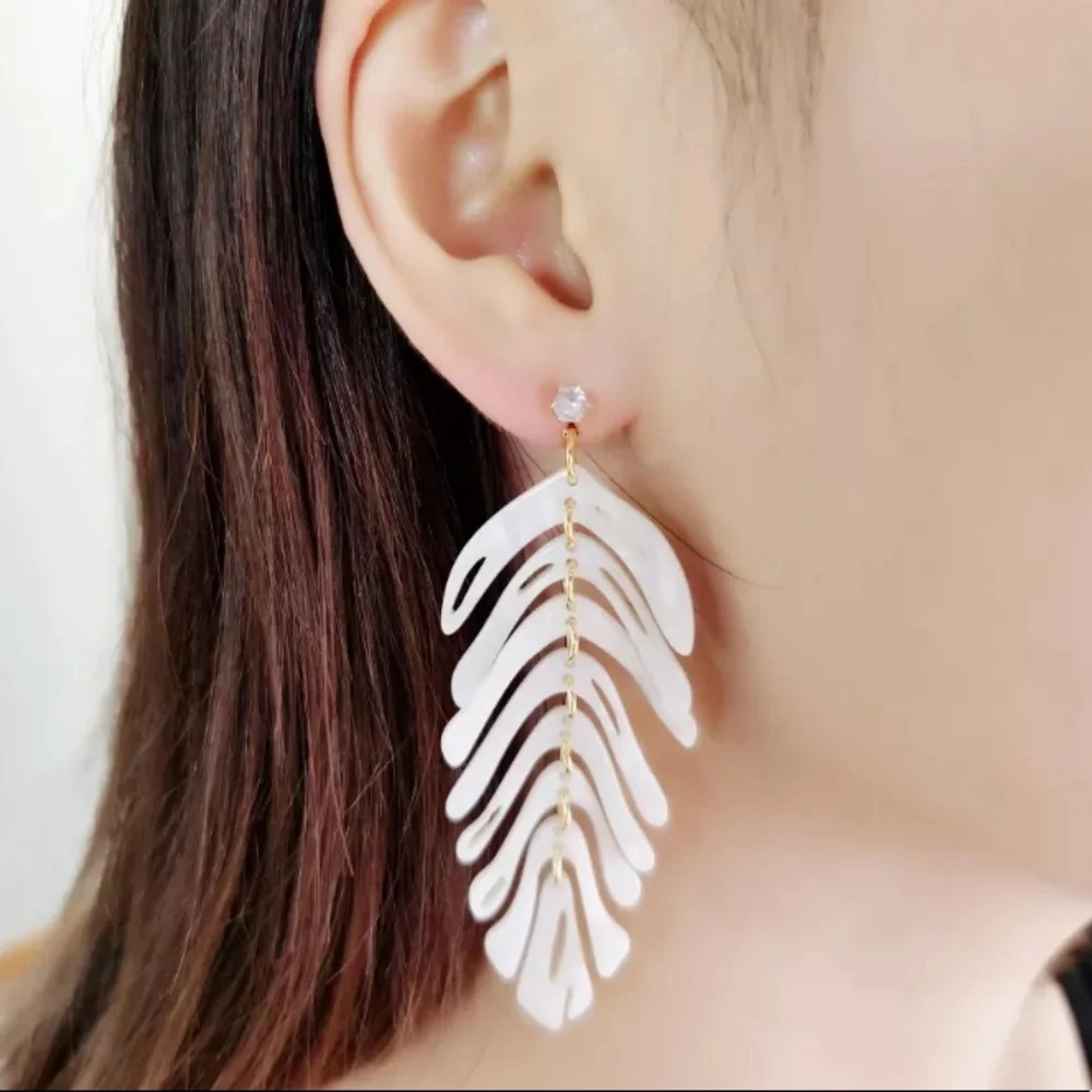 🌟 Beautiful Acrylic Feather Earrings - Picture 2 of 4